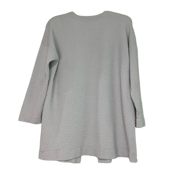 Eileen Fisher Bone Silk and Cotton Interlock Jacquard Knit Long Sleeve Jacket SP - Picture 4 of 8